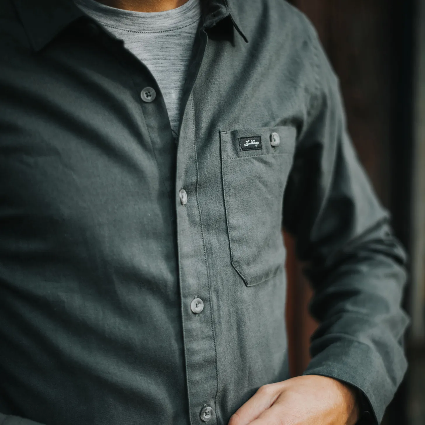 Lundhags Ekren Solid Ms LS Shirt Dark Agave Clearance